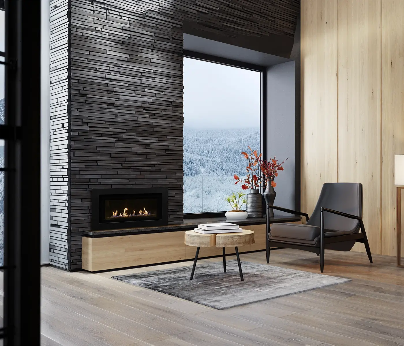 Savannah Essence 45 linear gas fireplace.